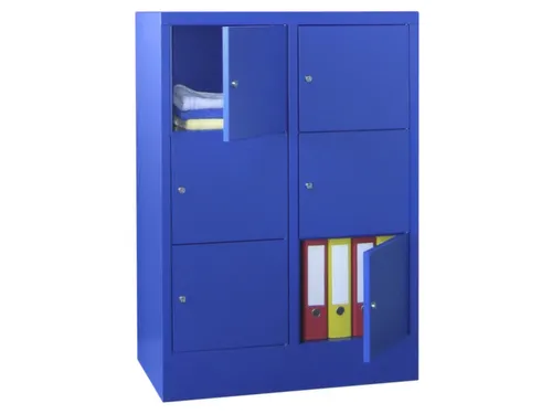 lockerkast,HxBxD 1187x800x500mm,2x3vakken,RAL7035,front RAL5010