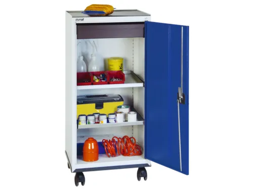 Materiaalkast 1100x500x500mm 2legborden Uitschuifbaar 1lade Ral5010