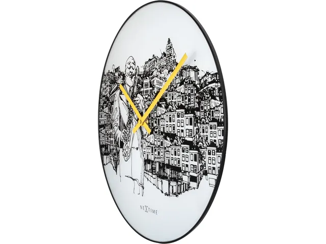 Horloge murale NeXtime 'Sax City' Ø40cm verre/métal