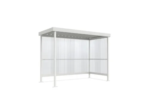 rokersoverkapping,HxBxD 2360x2960x1580mm,wanden gegolfd polycarbonaat