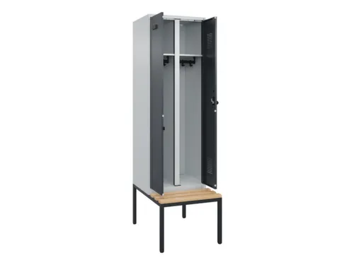 locker met bank,voor scheiding van kleding,HxBxD 2120x600x815mm,2vak