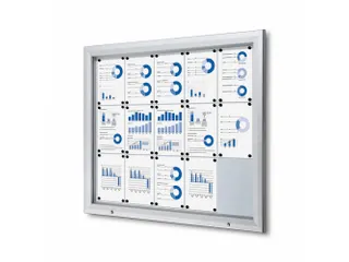 Vitrinekast mededelingenbord Outdoor 15xA4 met gasveer Zilver - 1