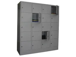 lockerkast,HxBxD 1850x1600x500mm,4x5vakken,RAL7035,front RAL7035