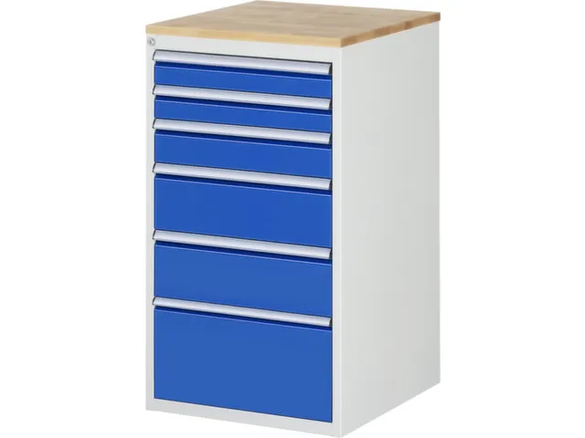 ladekast 1035x580x650mm 6laden cilinderslot RAL7035 RAL5010 beuken