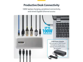 StarTech USB-C Docking Station 2x DP 4K60, 1GbE, 100W PD - 5