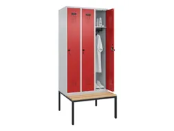locker met bank,HxBxD 2120x900x815mm,3vak,vak B 300mm,draaigrendel