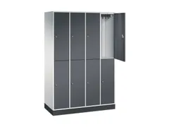 Dubbeldekse garderobekast,HxBxD 1950x1220x500mm,4x2vak.,vak B 260mm