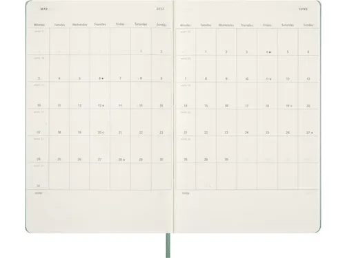 Agenda 2027 Moleskine 12M Weekly 7dag/1pagina large hc sage green