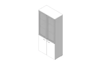 Vitrinekast 2000X900X450Mm Glazen Deuren 4Xhouten Vloer Aluminium Wit - 1