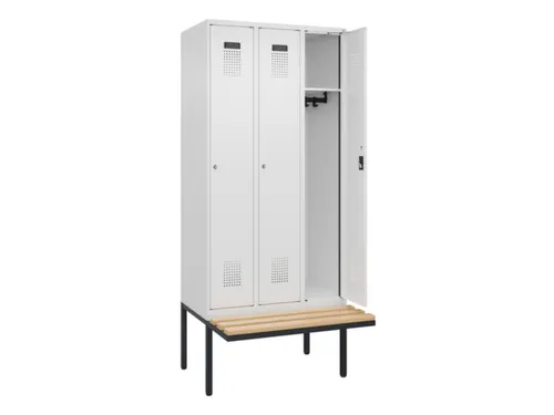 locker met bank,HxBxD 2120x900x815mm,3vak,vak B 300mm,cilinderslot