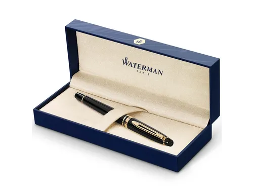 Vulpen Waterman Expert Black lacquer GT Medium Blauwe inkt