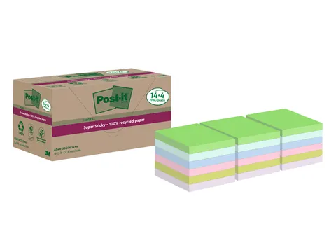 Memoblok Post-it 654 RSS12COL 76x76mm colour 14+4 gratis