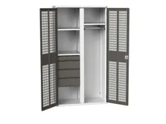 Locker 2000x1050x550mm 3 vakken lade, dubbele ventilatiedeur, RAL7016