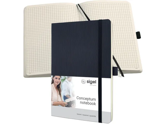 Carnet de note Sigel Conceptum Pure softcover A5 noir quadrillé