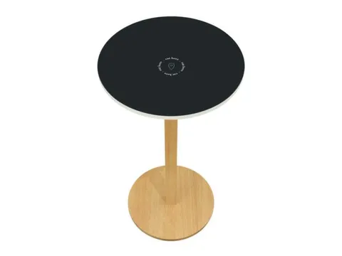 statafel,HxØ 1100x600mm,rond,schotelvoet natuur,blad antraciet