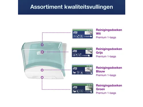 Tork 654000 W4 Gevouwen Reinigingsdoek Dispenser Performance Wit