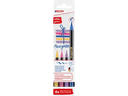 Brushpen edding 1340 glitter assorti set à 4 stuks