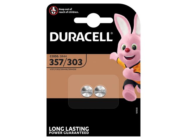 Batterij Duracell knoopcel 2x357/303 zilver oxide Ø11,6mm 2 stuks | VoordeligeBatterijen.nl