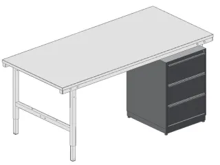 laden-onderbouw,v. paktafel,HxBxD 785x353x600mm,3lade(n) - 3