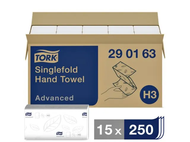 Tork 290163 Handdoek Singlefold H3 Z-vouw Advanced Wit 15x250 vel