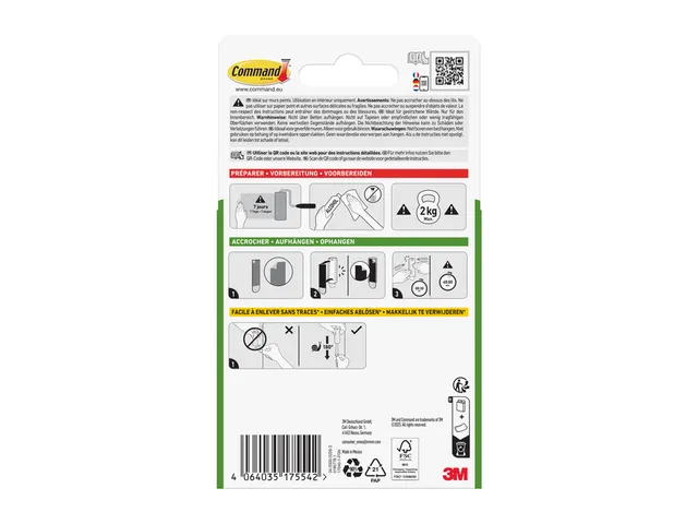 Haak Command kunststof tbv schilderijen incl bevestigingsstrip