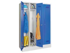 garderobekast,HxBxD 1850x1170x500mm,4vak,RAL7035,front RAL5010