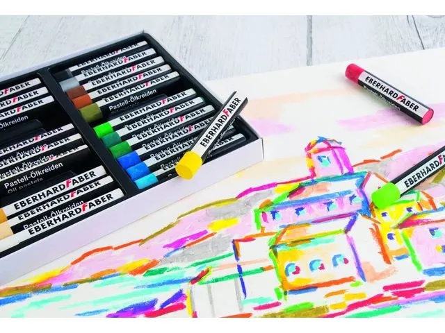 Oliepastelkrijt Eberhard Faber 11mm doos a 24 st assorti