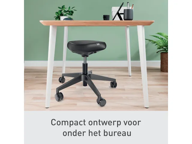 Zitkruk Leitz Ergo met wieltjes en comfortzitting 600x460x600mm zwart