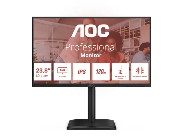 AOC 24E4U Monitor 23.8 Inch Pixels Full HD LED Zwart