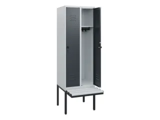 locker met bank,HxBxD 1950x600x815mm,2vak,vak B 300mm,draaigrendel - 2
