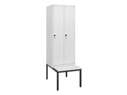 locker met bank,HxBxD 1950x600x815mm,2vak,vak B 300mm,draaigrendel