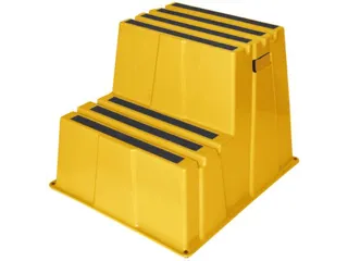 opstapje,bordes H 500mm,2treden m. antislipmatten,HDPE,geel - 1