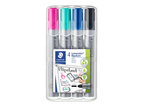 Viltstift Staedtler 356 voor flipover rond 2mm set à 4 stuks assorti