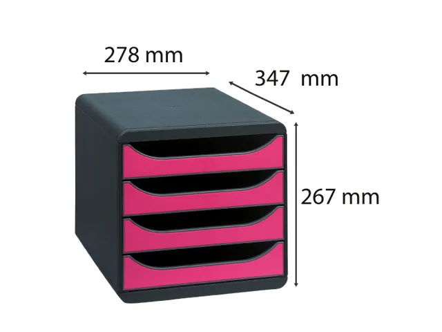 Ladenblok A4+ BIG-BOX Classic 4 laden Zwart Framboos
