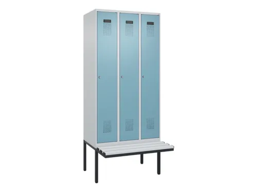 locker met bank,HxBxD 2120x900x815mm,3vak,vak B 300mm,cilinderslot