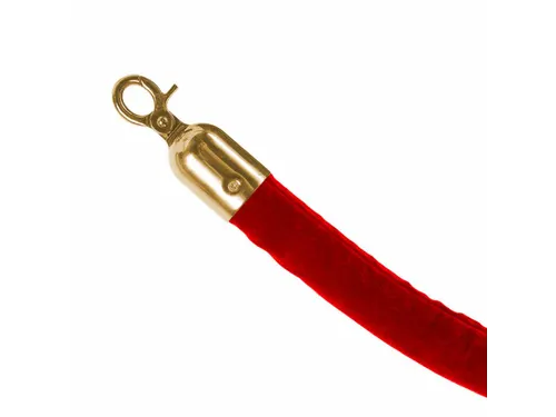 Afzetkoord Velours Rood 1.5 meter met Gouden haken
