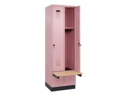 locker met bank,HxBxD 1950x600x815mm,2vak,vak B 300mm,draaigrendel