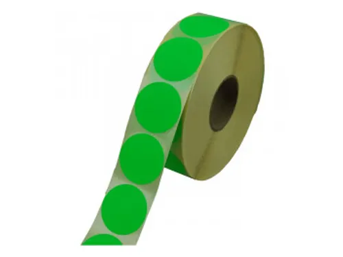 Stickers Etiket rond 35mm fluor groen, rol à 2000 stuks