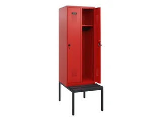 locker met bank,HxBxD 1950x600x815mm,2vak,vak B 300mm,draaigrendel - 1