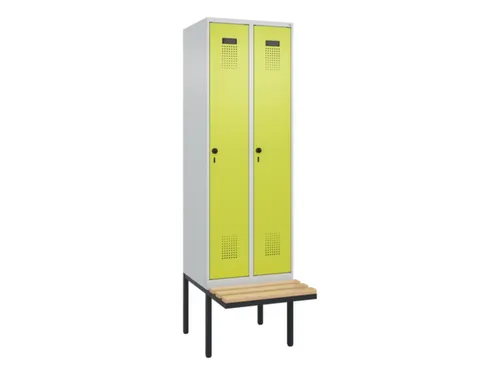 locker met bank,voor scheiding van kleding,HxBxD 2120x600x815mm,2vak