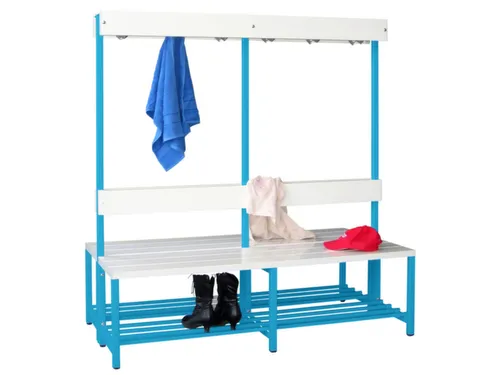 dubbele zitbank HxLxD 1600x1500x770mm Wit Kunststof RAL5012 Blauw
