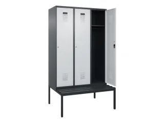 locker met bank,HxBxD 2120x1200x815mm,3vak,vak B 400mm,cilinderslot - 1