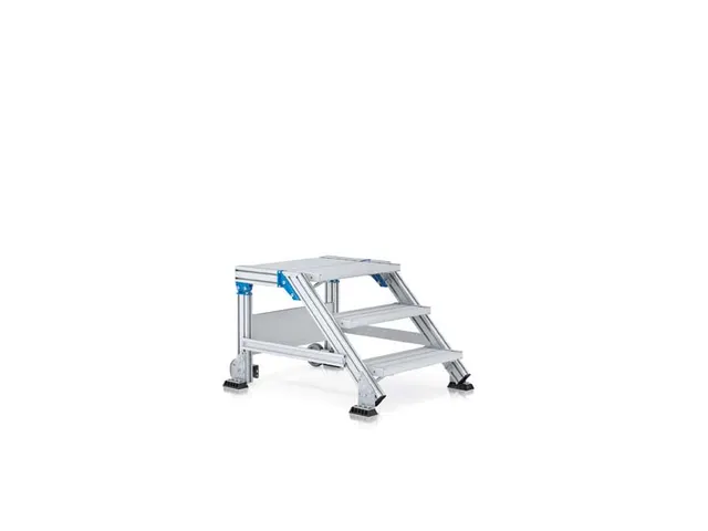 bordestrap,verrijdbaar,bordes H 0,4m,2treden,45° helling,aluminium