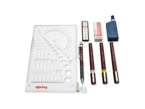 Tekenset rOtring Isograph college 0.25mm, 0.35mm en 0.5mm 34 stuks