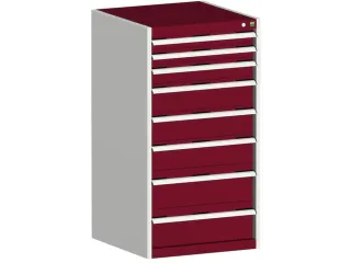 ladekast HxBxD 1200x650x650mm 8laden romp RAL7035 front RAL3004 - 1