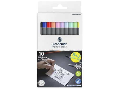 Brushpen Schneider Paint-It 070 8+2 GRATIS assorti karton etui