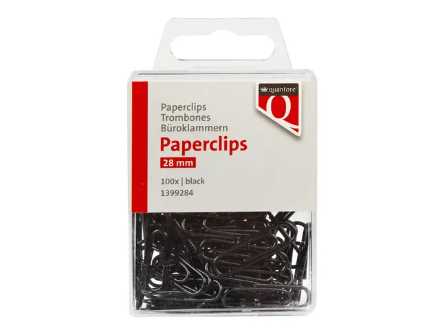 Paperclip Quantore 28mm 100 stuks zwart