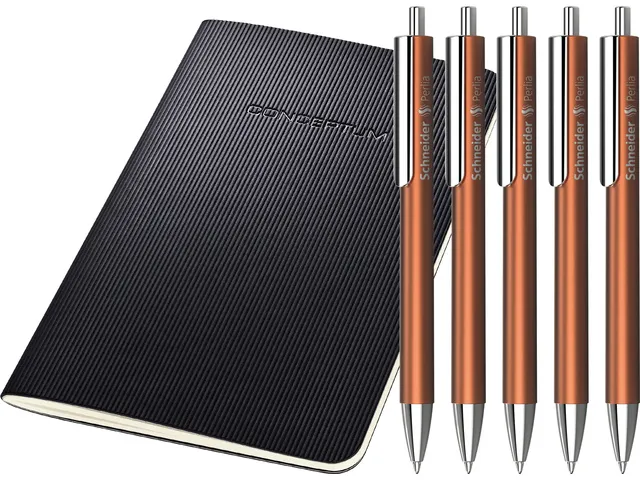 balpen Schneider Perlia brons XB 5 stuks + gratis notitieboek A6