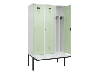 locker met bank,voor scheiding van kleding,HxBxD 2120x1200x815mm,3vak - 1