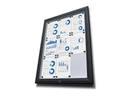 Vitrinekast mededelingenbord Outdoor 12xA4 met gasveer Zwart
